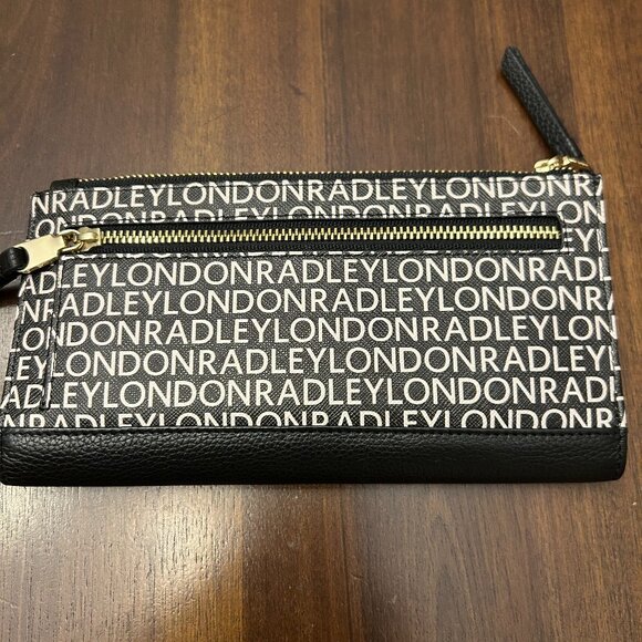 Radley London BiFold Signature Logo Matinee Black White Leather Zip Snap Wallet - Picture 7 of 16